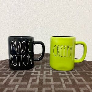Rae Dunn Halloween mugs CREEPY mug and MAGIC POTION mug
